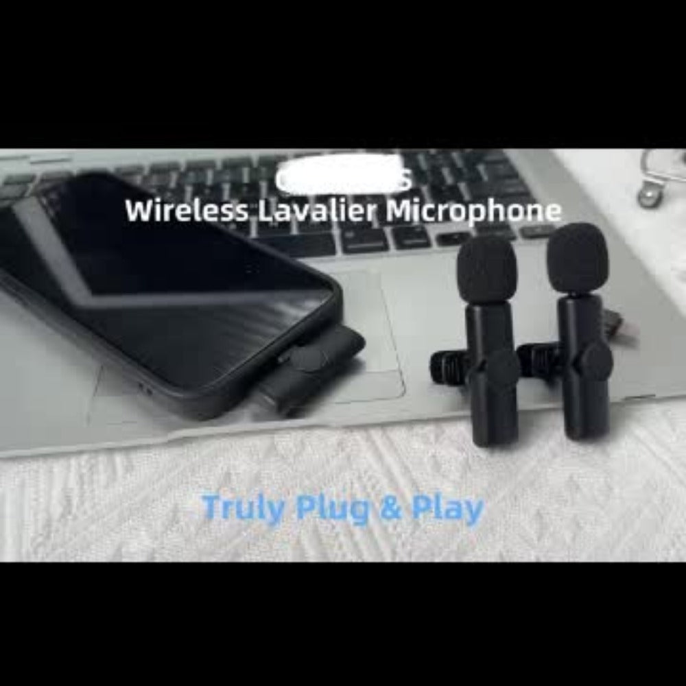 Recording Microphone, Portable, Wireless, USB-C, 2pcs, Lapel for Recording and Streaming
