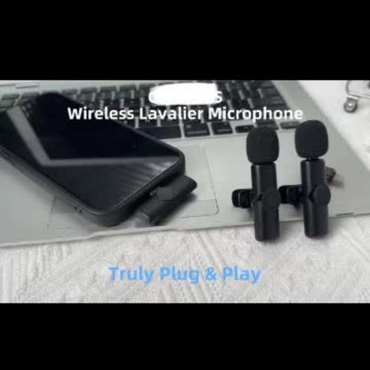 Recording Microphone, Portable, Wireless, USB-C, 2pcs, Lapel for Recording and Streaming