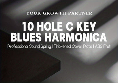 Blues Harmonica, Golden, Professional, Hole, C-Key for Blues Practice