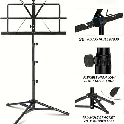 Folding Music Stand, Portable, Foldable, 2-in-1 for Holding Sheet Music For Lessons