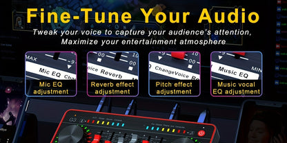 Professional Mixer, Suitable For Laptops, Mobile Phones, Game Recording, Streaming Podcasts, Internet Celebrities, Anchors, Live Streaming, Recording, Karaoke Video Studio Podcast Equipment Bundle, Condenser Mic, Dynamic Microphone, Sound Card