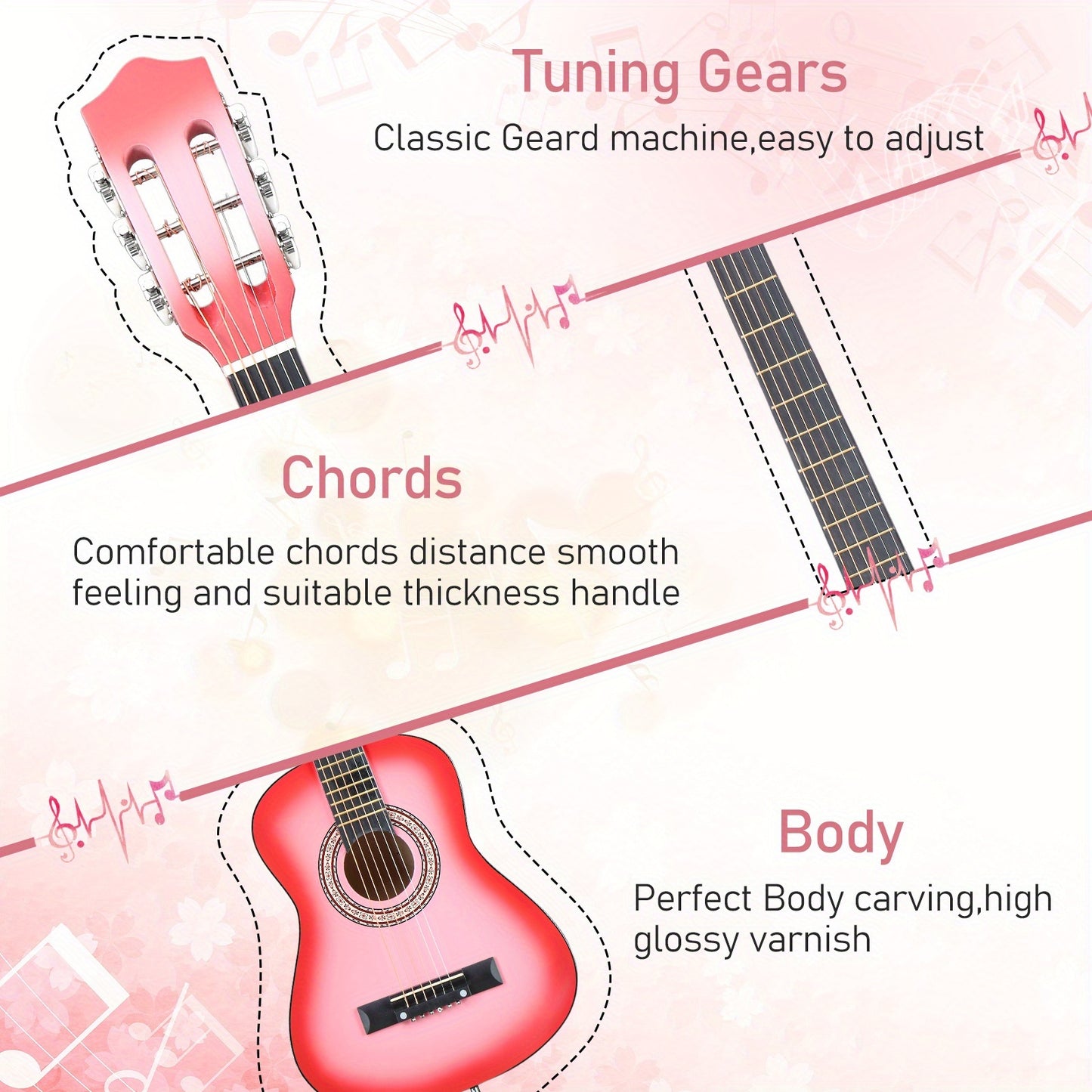Glarry 30-Inch Acoustic Guitar, 1/4 Size Guitar, Basswood Body, "D" Style, with Tuner, Folk Guitar Kit with Complete Additions, with Picks, String, Gig Bag, ALL-IN-ONE for Beginner, Birthday/Christmas Gift for Music Lovers