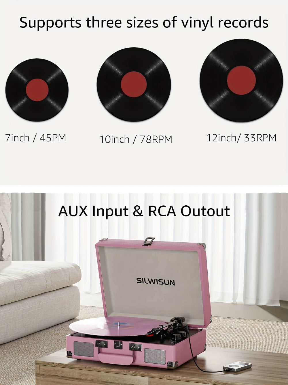 Vinyl Record, Wireless, Portable, Player, Built for Music Listening and Collecting