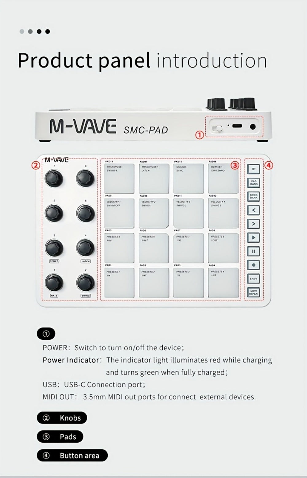 MIDI Pad Controller, Wireless, USB, M-VAVE, Portable for Music Production