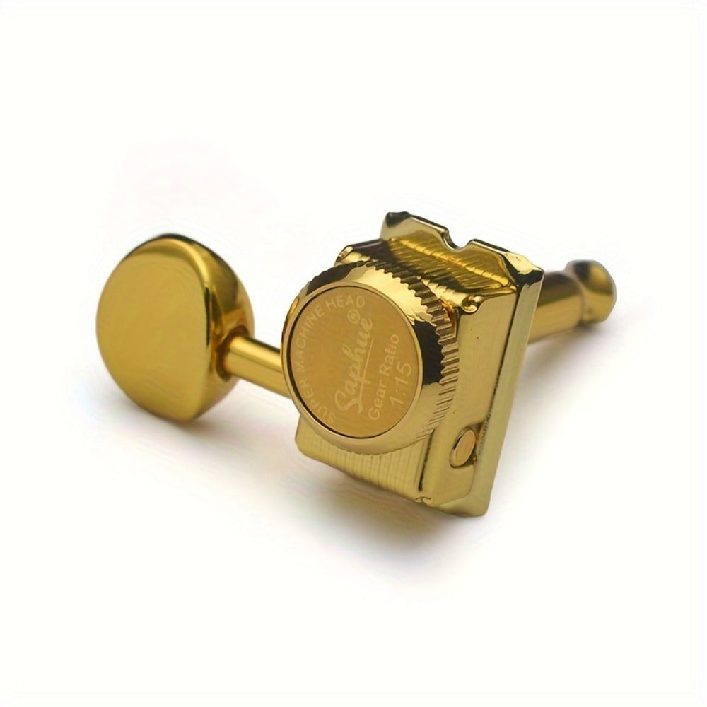 6-Inline Locking Guitar Tuners, 1:15 Ratio, Chrome or Gold Set