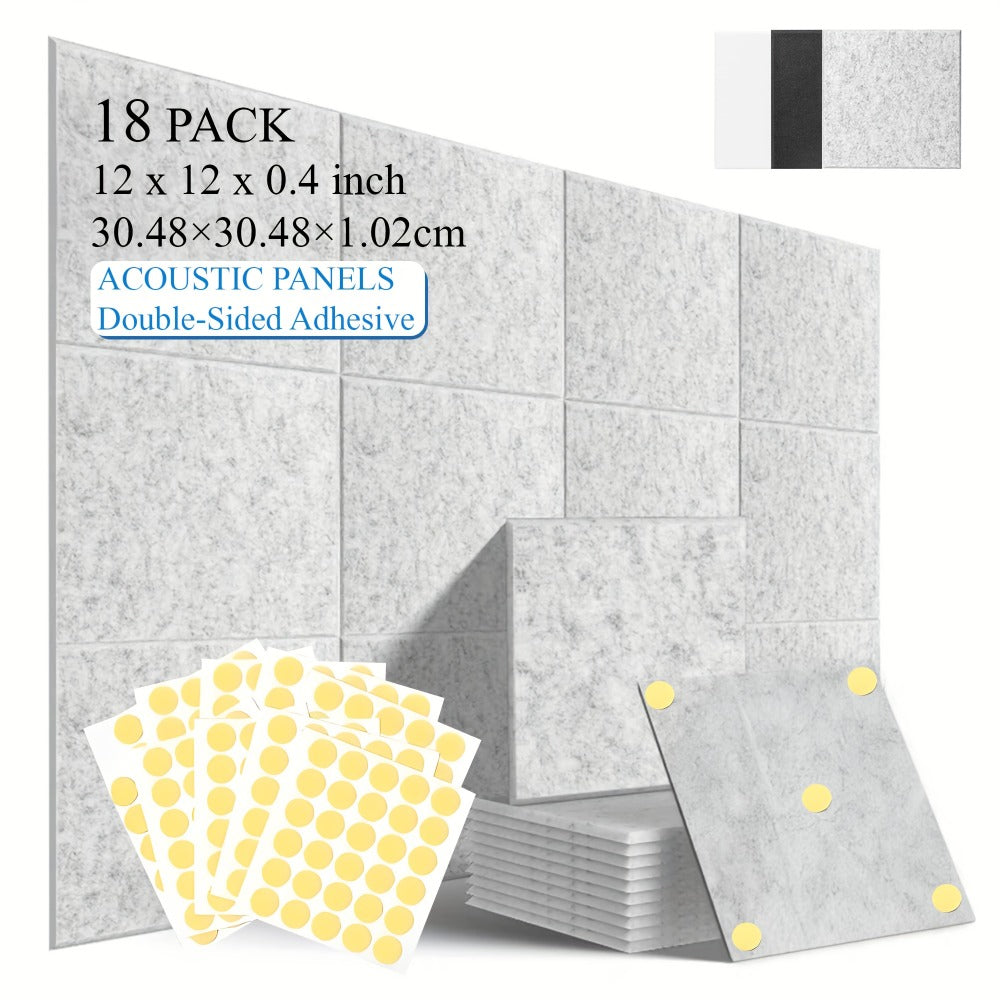 Self-Adhesive Acoustic Wall Panels, 12-Inch Sound Treatment Tiles