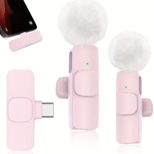 USB C Lavalier Microphone Wireless Mini Mic for Type-C Android Phone/Tablet/PC Video Recording Clip-on Mics with Rotatable Clip&Denoise Recording, Ideal for Live Broadcasts, Vlog Podcast Content Creator