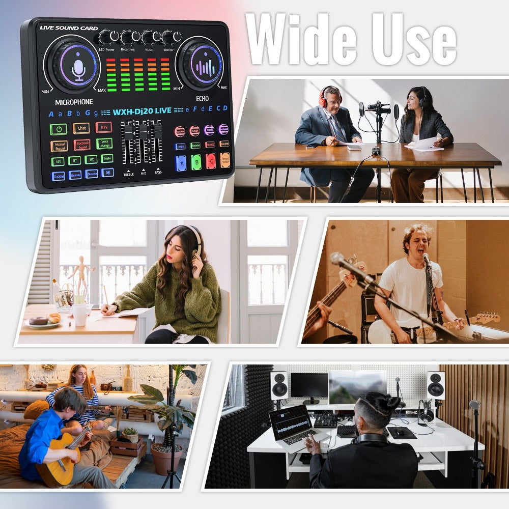 USB Audio Interface, Bluetooth, Wireless, Podcast, Equipment for Recording and Streaming