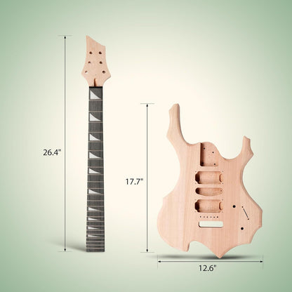 Glarry DIY Electric Guitar Kit, 6 Strings Guitar Kit with Mahogany Wood Body Maple Neck for Beginner, All Components Included Build Your Own Guitar