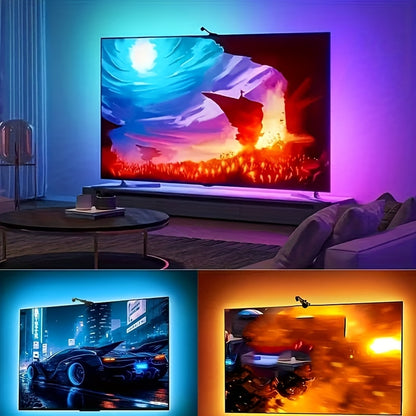 AMILL 149.6INCH LED Office Cabinet Light with TV Intelligent Fill Light, Remote Control Operation Suitable for 55-65 Inch TV, Suitable for Office TV Atmosphere Decoration