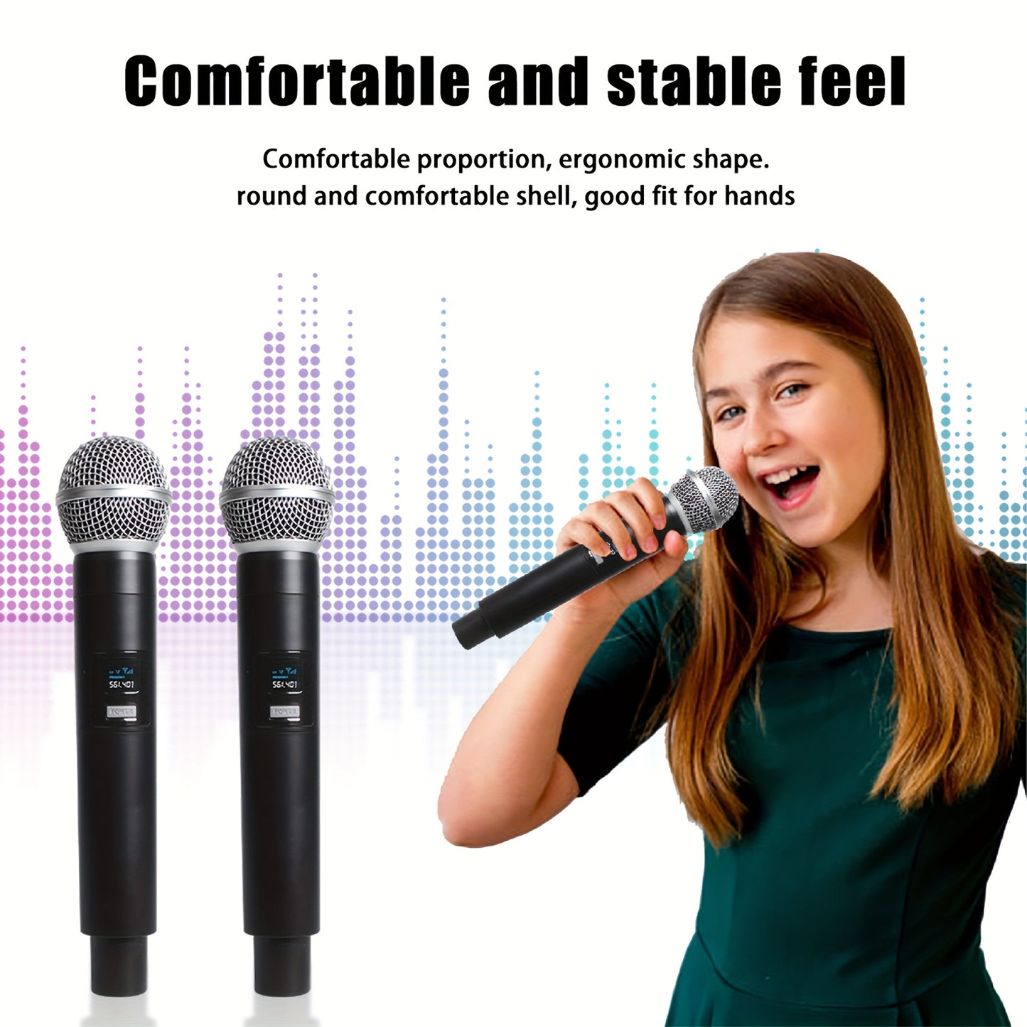 Dual-Channel Wireless Microphone System with 2 Handheld Microphones, Suitable for Events, Podcasts, Live Broadcasts, And Meetings with Low Latency (Rechargeable Version)