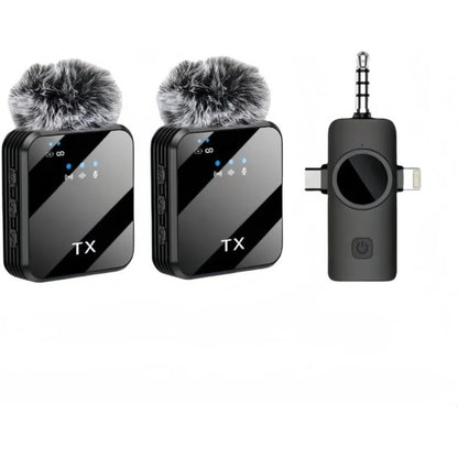 3-in-1 Mini Wireless Lavalier Microphone Compatible for iPhone/Android/Camera, - Plug & Play Lapel Mic with Noise Reduction, 328ft Range & 18H Suitable for Streaming, Vlogging, YouTube, TikTok, Podcasting, Recording