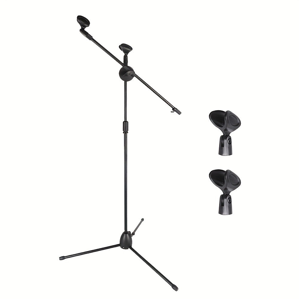 Dual-Clamp Iron Microphone Holder with Adjustable Stand for Stage and KTV