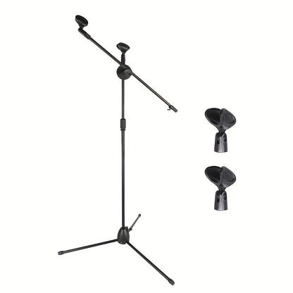 Dual-Clamp Iron Microphone Holder with Adjustable Stand for Stage and KTV