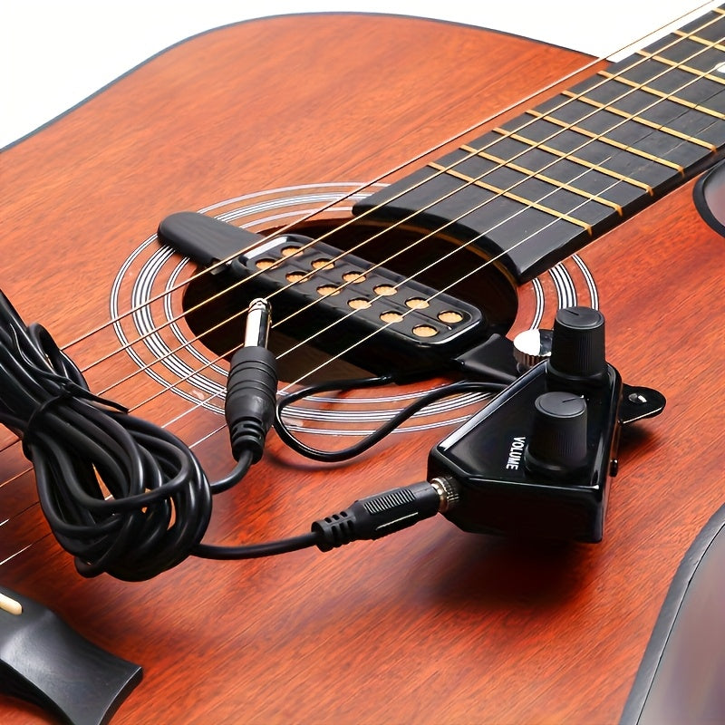 1pc 12-Hole Acoustic Guitar Pickup P-011 Sound Hole Pickup Magnetic Transducer with Tone Volume Controller Audio Cable - for Acoustic Guitarists - Enhance Guitar Sound - Perfect Gift for Musicians