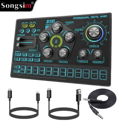 Audio Mixer, RGB, USB, Professional, Console for Live Sound for Home Practice, Rehearsal