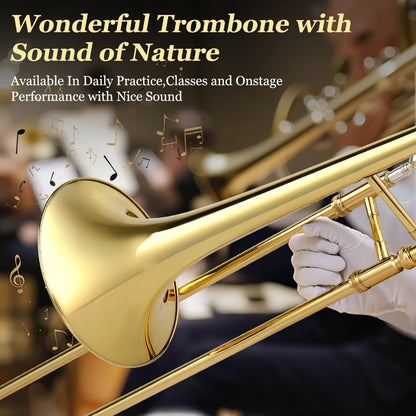 B-Flat Trombone, 7.6 inches, 19.2 cm, Professional, B-flat, Thickened for School Band