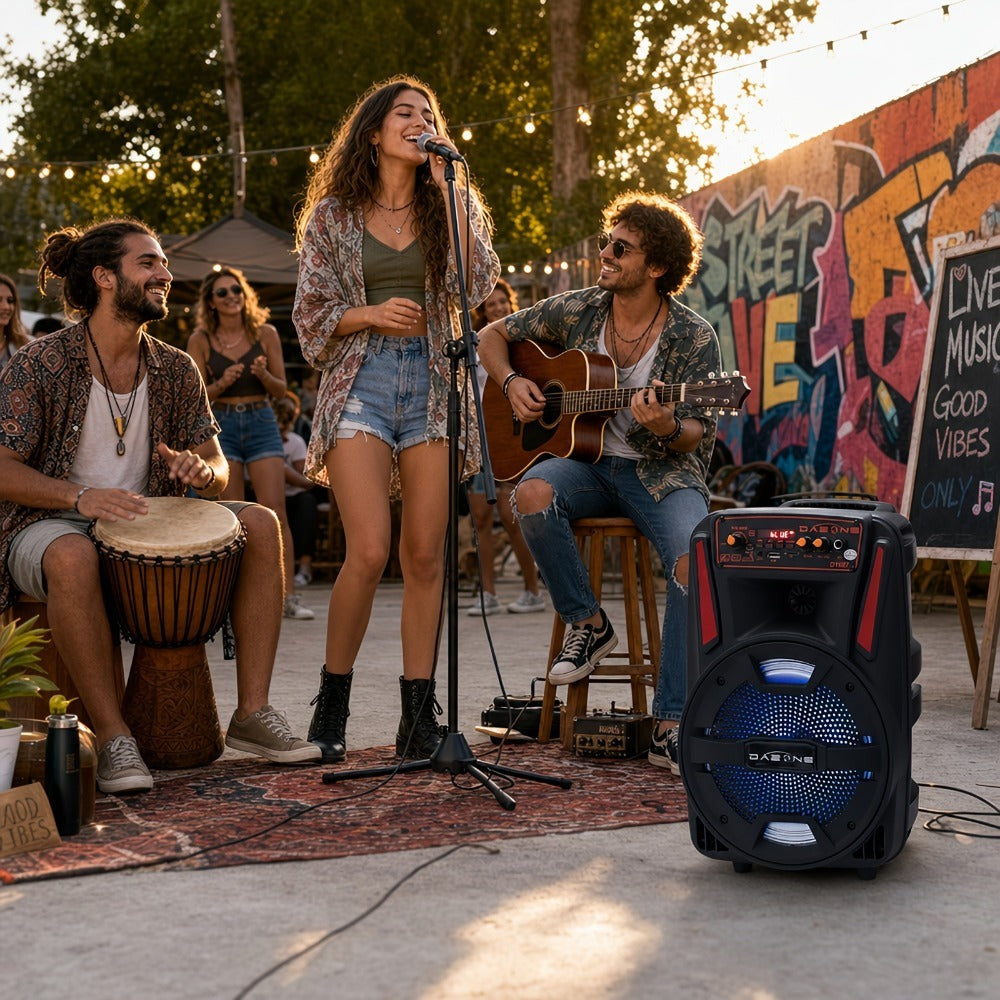 Portable PA Speaker, Remote Control, Wireless, Indoor/Outdoor for Parties and Karaoke
