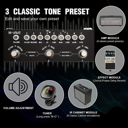 Guitar Multi-Effects Processor, Wireless, USB, M-VAVE for Guitar Or Bass Tone Shaping