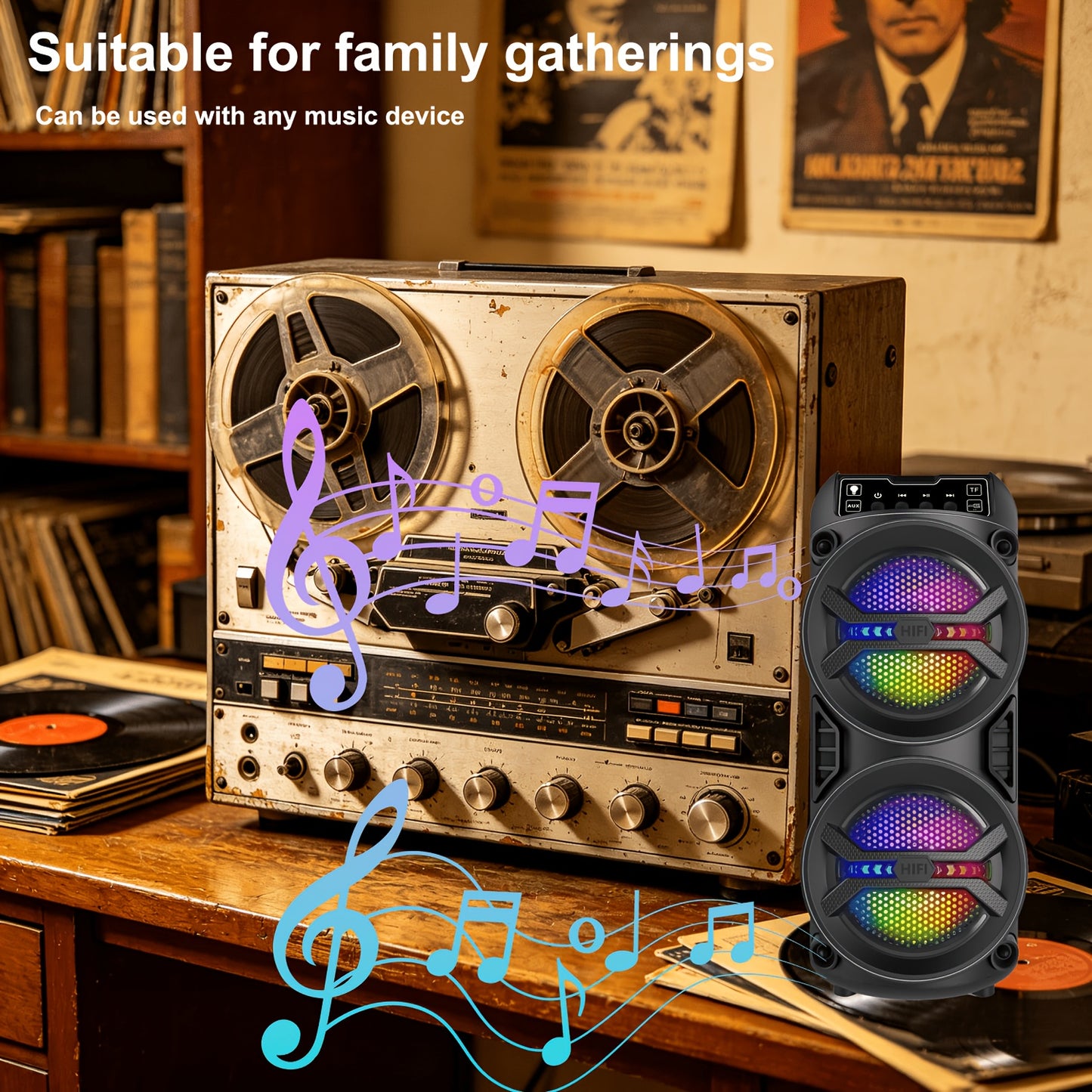 Peak 6500W Professional-Grade Subwoofer Wireless Speaker with Lightweight And Portable Design, High-Dynamic Sound Field Performance, Studio Recording Equipment, RGB Ambience Light Effects, Essential for Easter/Mother'S Day Parties