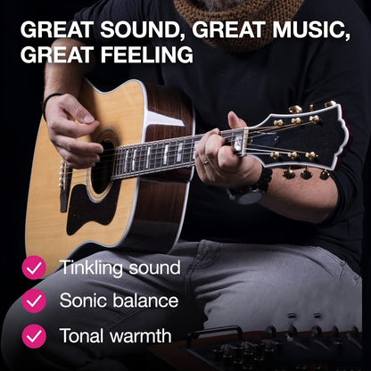 Acoustic Guitar Strings Set, Bronze Finish, Hexagonal Core, Uncoated Plain Winding, Rich Tone, Hard Tension, 0. 010 Gauge - Full-bodied Sound and Durability