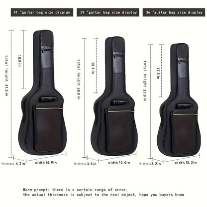 38 39 40 41 Inch Guitar Backpack Acoustic Guitar Bag 0.3 Inch Thick Padding Dual Adjustable Shoulder Strap Guitar Case Gig Bag with Back Hanger Loop detail image