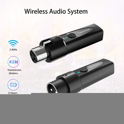 XLR Wireless Microphone System, 2. 4Ghz, Rechargeable Wireless Mic Adapter for Mixing, Dynamic, and Live Broadcasting, USB-C Charging, 0. 1W-0. 2W Power Output, No Charger Included, Live Broadcasting | Sleek Design | USB Charging, XLR Microphon