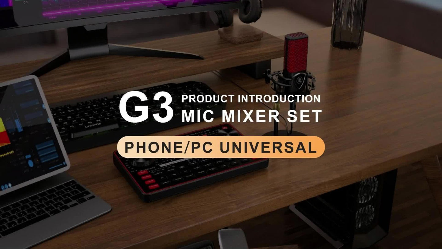 USB Audio Interface, Cardioid, USB, Rechargeable, Professional, Mixer for Recording