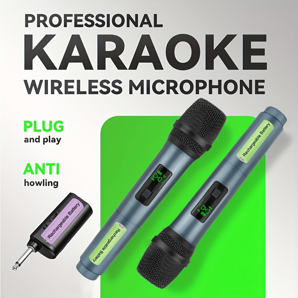 Handheld Cordless 4pcs Mics Built-In Battery, Noise Reduction Volume Control for Church Outdoor Event Crystal Clear Sound