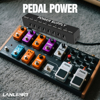 Guitar Pedal Power Supply 1 to 8 Effects Power Supply 9V Isolated DC Output Power Supply for Musical Instrument Effects, Guitar Additions