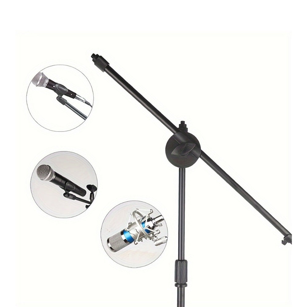 Pair of Adjustable Tripod Microphone Boom Stands for Stage and Studio