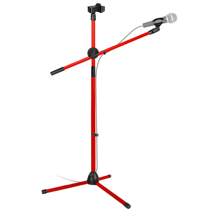 5 Core Microphone Stand Floor 2 Mic Clips Universal Height Adjustable 63" Dual Tripod Mic Stands w Telescoping Boom Arm Foldable Portable