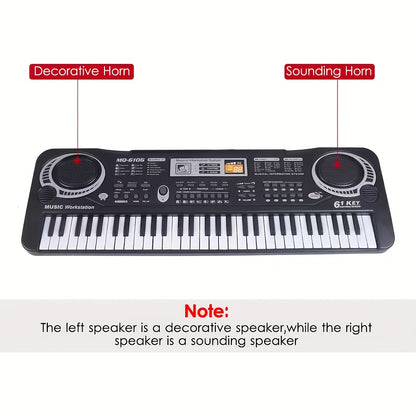 61-key Portable Electronic Organ - 16 Tones, 10 Rhythms, Microphone, Free Sheet Music Included, USB Power Supply (no Battery Required) - The Perfect Educational Christmas And Birthday Gift for Beginners And Children