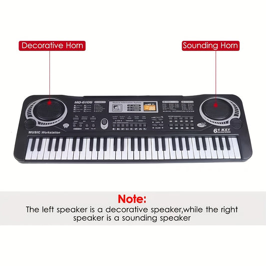 61-key Portable Electronic Organ - 16 Tones, 10 Rhythms, Microphone, Free Sheet Music Included, USB Power Supply (no Battery Required) - The Perfect Educational Christmas And Birthday Gift for Beginners And Children
