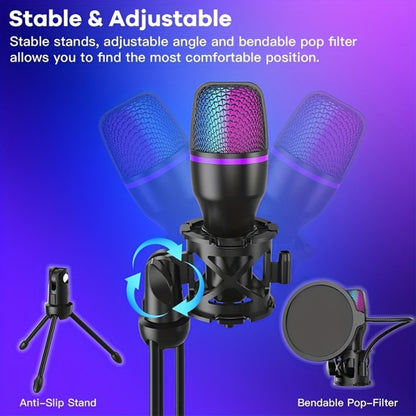 Recording Microphone, USB, USB-C, Capacitive, Portable for Recording and Streaming