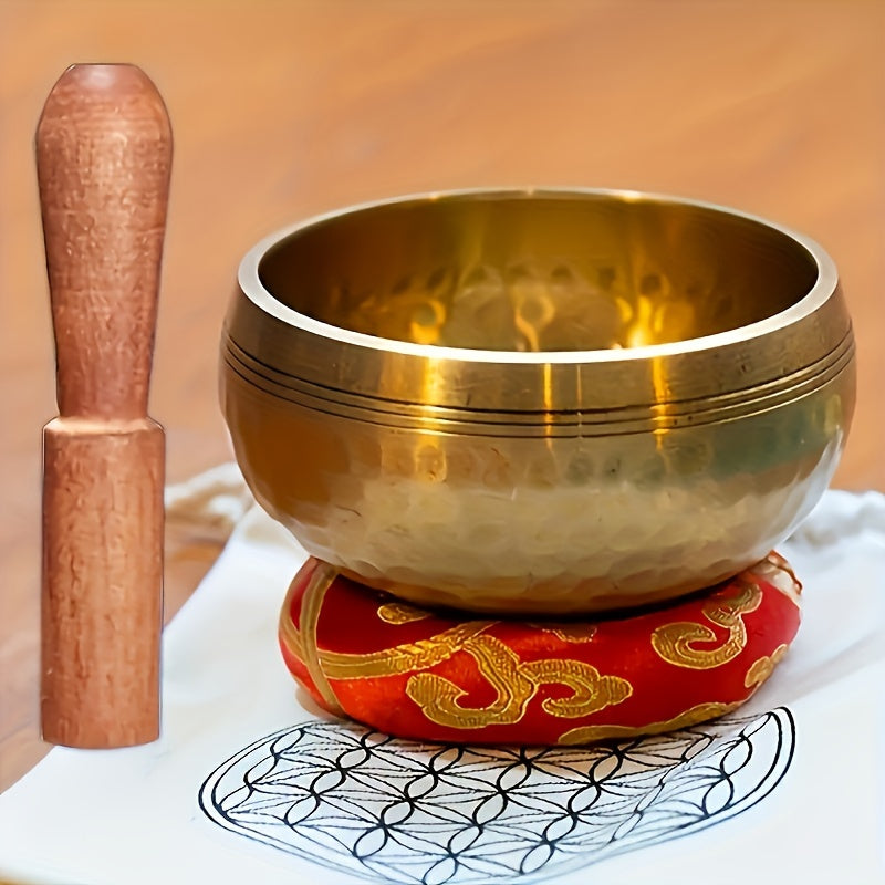 Set of Tibetan Singing Bowls - Comes with a Mallet, Washers, And Handmade Bowls for Yoga, Meditation, Chakra Alignment, Mindfulness Exercises, And Additional Uses