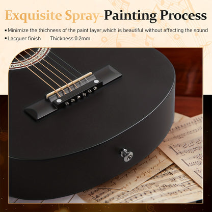 Glarry 30-Inch Acoustic Guitar, 1/4 Size Guitar, Basswood Body, "D" Style, with Tuner, Folk Guitar Kit with Complete Additions, with Picks, String, Gig Bag, ALL-IN-ONE for Beginner, Birthday/Christmas Gift for Music Lovers