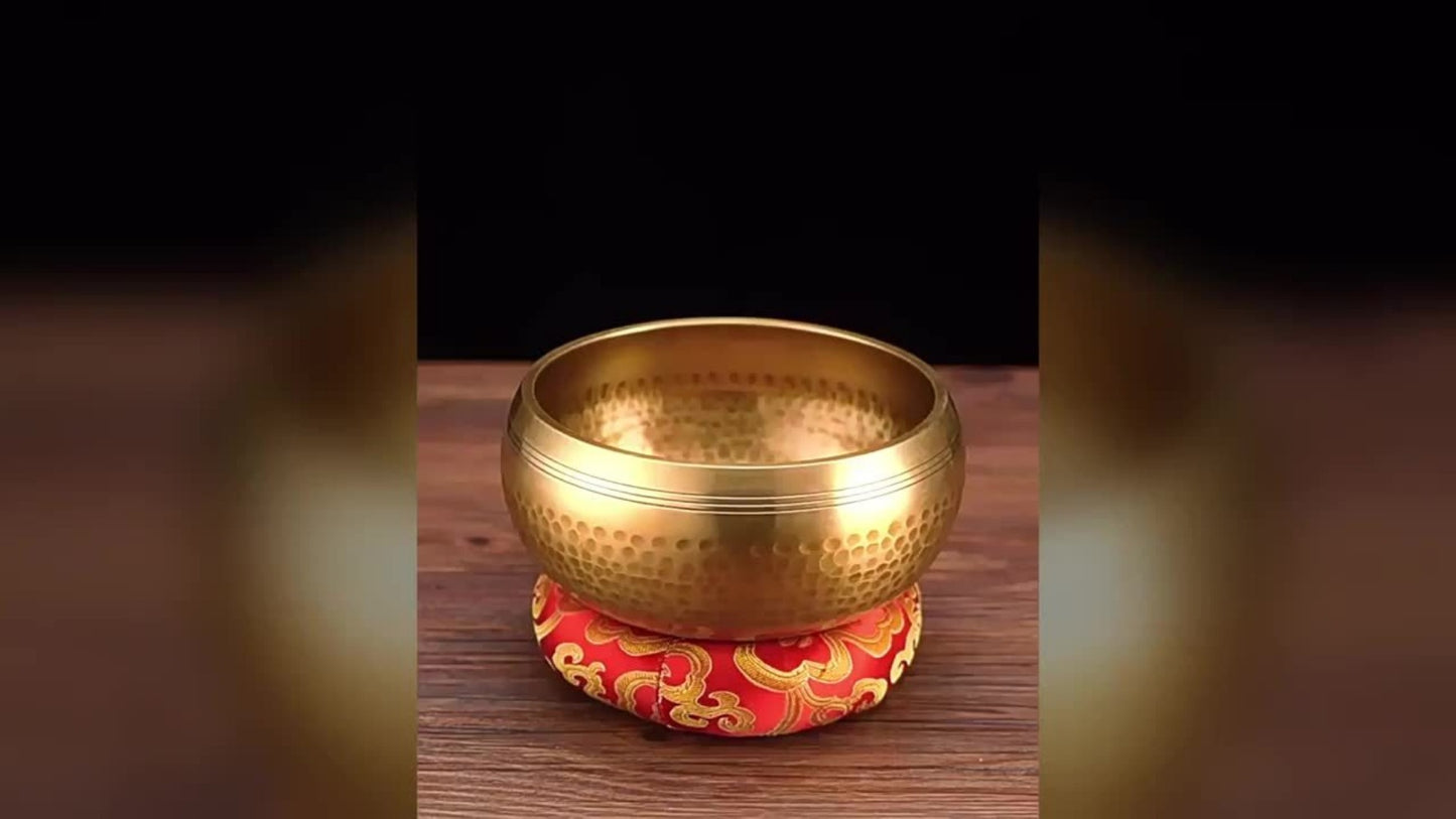 Nepalese Singing Bowl Set with Copper Bowls and Mahogany Strikers