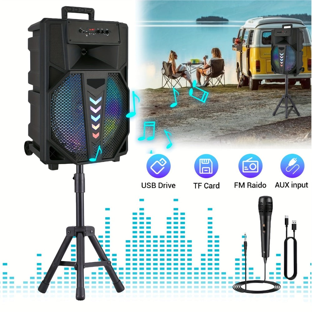 Portable PA Speaker, 15-inch Woofer, Sound Activated, Remote Control, Wireless for Parties