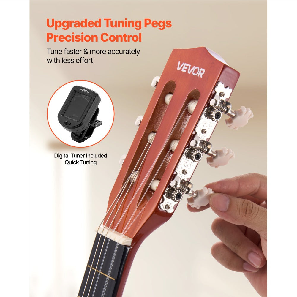 Acoustic Guitar, Black, VEVOR, Classical, Beginner for Lessons and Practice