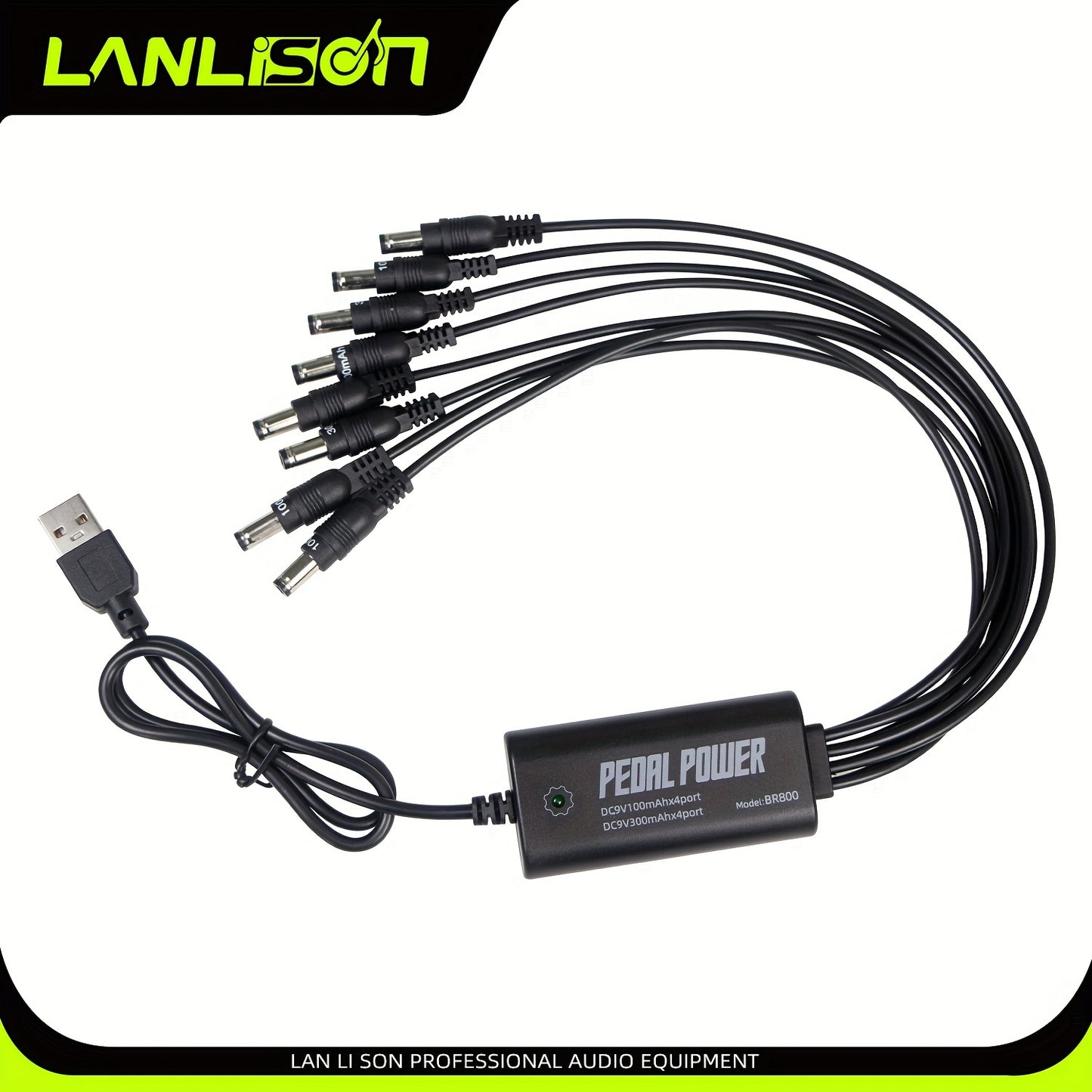Lanlison Guitar Pedal Power Supply - 8-Port Isolated DC Outputs, USB Charging Adapter for Effects & Accessories, Power Supply for Guitar Pedal