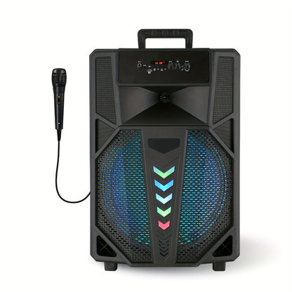 10000W Portable Wireless PA Speaker System - with Single 15 Inch Subwoofer, Outdoor Karaoke Machine W/ Microphone And Stand, DJ Lights, Support for USB/TF/AUX/FM/TWS, Rolling Wheels, for Party And Church