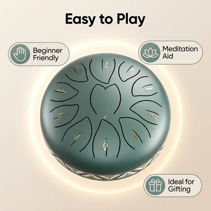 8-tone 6-inch Steel Tongue Drum | Hand Pot Drum For Yoga, Meditation, And Stress Relief | Rain Drum For Outdoor Gardens And Terraces | Ideal For Outdoor Garden Music With Mallet And Sheet Music