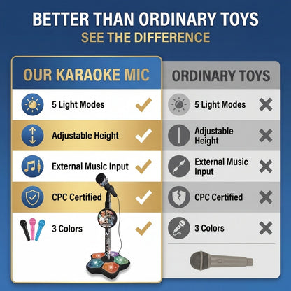 Toy Microphone with Stand, Lightweight Amplified Singing Toy for Kids