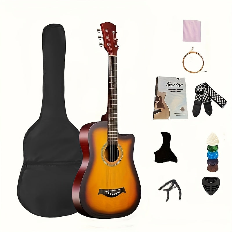 [Christmas Halloween Gift] 38 Inch Matte Acoustic Guitar - Suitable For Beginners And Adults, Perfect For Parties And Events, Comfortable To Play, Featuring Oak Panels And Abs Nuts, An Excellent Gift For Christmas/Halloween