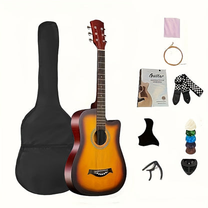 [Christmas Halloween Gift] 38 Inch Matte Acoustic Guitar - Suitable For Beginners And Adults, Perfect For Parties And Events, Comfortable To Play, Featuring Oak Panels And Abs Nuts, An Excellent Gift For Christmas/Halloween