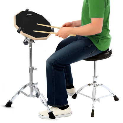 12-Inch Drum Practice Pad Set with Adjustable Snare Stand, Sticks and Bag