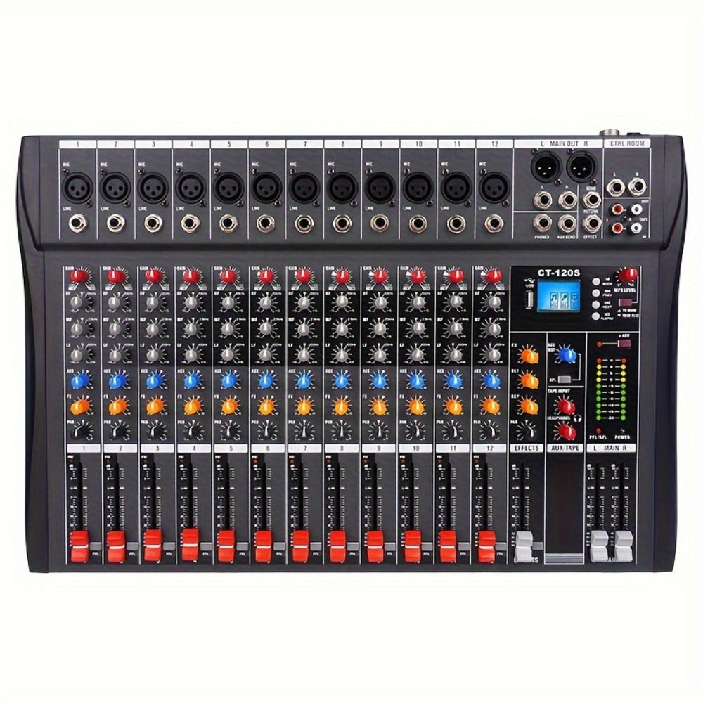 Audio Mixer, USB, Professional, 12-Channel, Controller for Live Sound