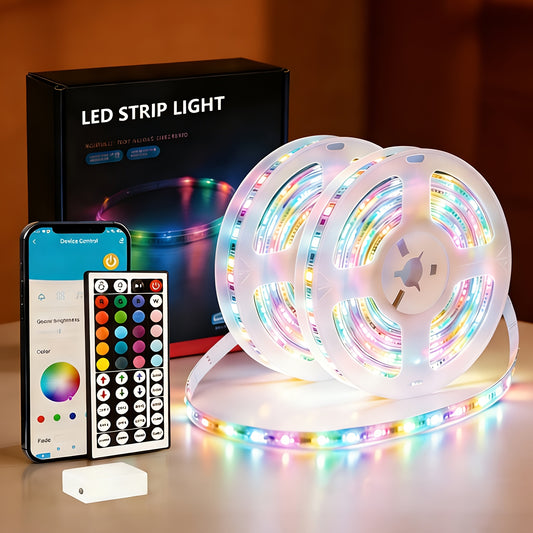 50/100ft Smart LED Light Strip, 44-key Remote Control Supports App (timing, Rgb Color Change, Music Rhythm), Flexible Light Strip, Suitable for Ceiling Decoration, Room Decoration, Festival Gifts