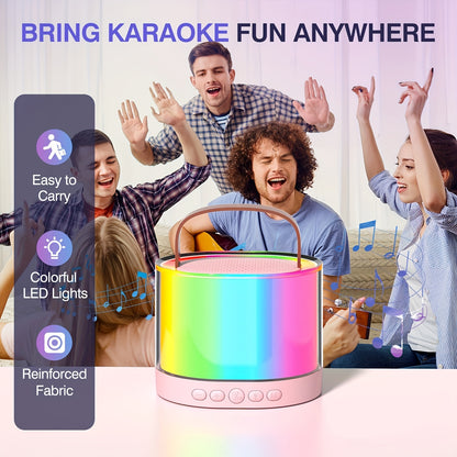 Mini Karaoke Machine, A Popular Birthday Gift In 2025, Portable Wireless Speaker, Equipped With 2 Wireless Microphones, Premium Songs, Dazzling Lights, Family Gatherings, Holiday Gift.